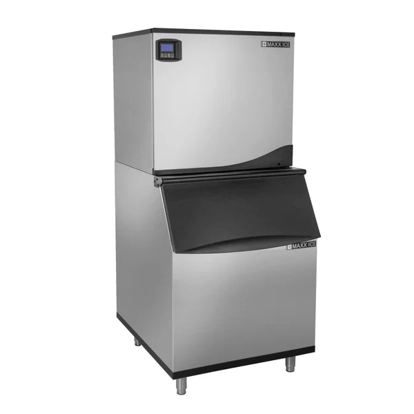 Máquina de hielo modular Maxx Ice MIM1000N-B580, serie inteligente, contenedor de almacenamiento de 1000 lb a 580 lb, en acero inoxidable