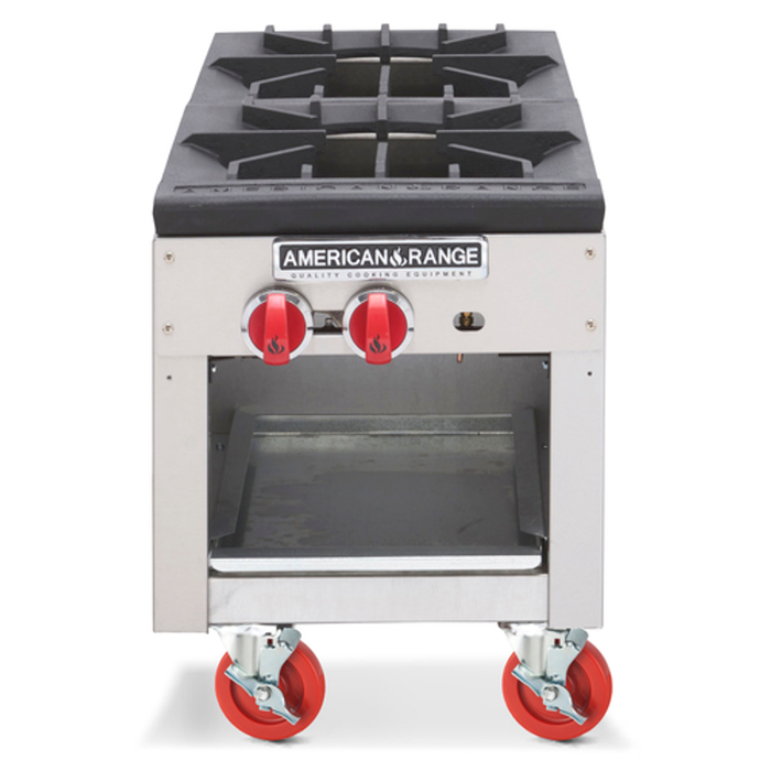 American Range ARSP-18-2 18" W 2 Burners Natural Gas Stock Pot Range - 180,000 BTU