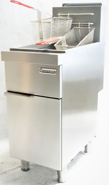 Connerton CSG-F4 Natural or LP Gas 50 lb. Stainless Steel Floor Fryer - 120,000 BTU - TOP RESTAURANT SUPPLIES