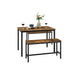 VASAGLE Industrial Rustic Brown Dining Table with 2 Benches - Top Restaurant Supplies