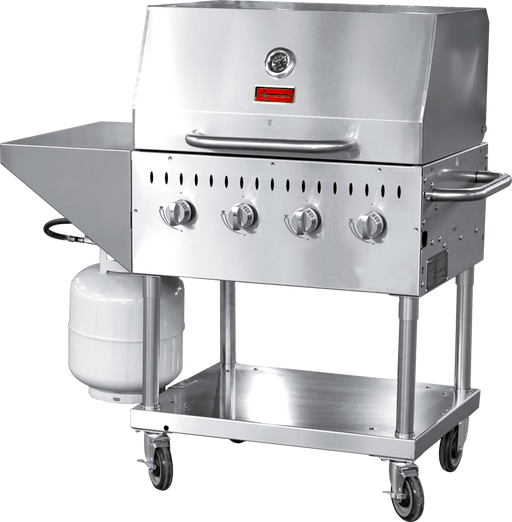 Omcan CE-CN-0030-S LP Outdoor Bbq Grill Propane 4 Burners All Ss With Top And Side Shelf 1 Roll Dome 64,000 Btu Cetlus