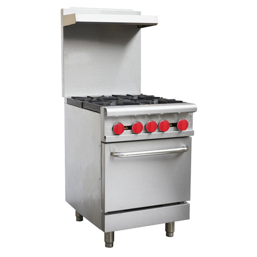 Omcan CE-CN-0609-L Commercial Range Liquid Propane 24 Inch/609mm 4 Burner 1 Oven 151000 Btu Cetlus Etl Sanitation