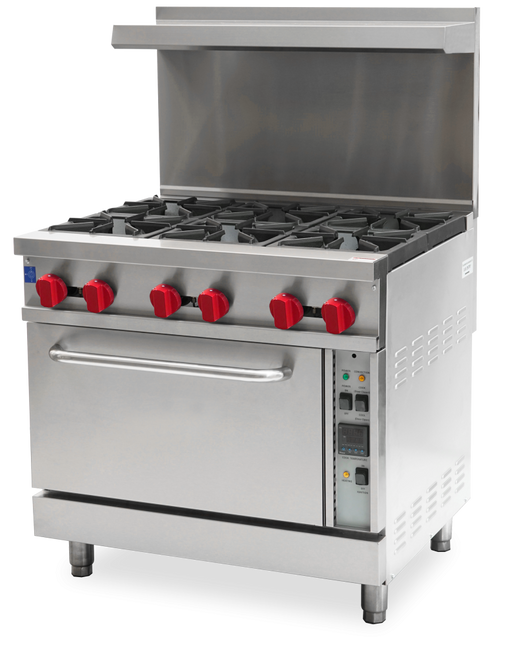 Omcan CE-CN-0914-LC Commercial Range Liquid Propane 36 Inch/914mm 6 Burner With Convection Oven 211,000 Btu Cetlus/etls