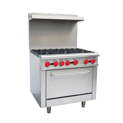 Omcan CE-CN-0914-L Commercial Range Liquid Propane 36 Inch/914mm 6 Burner 1 Oven 210000 Btu Cetlus Etl Sanitation