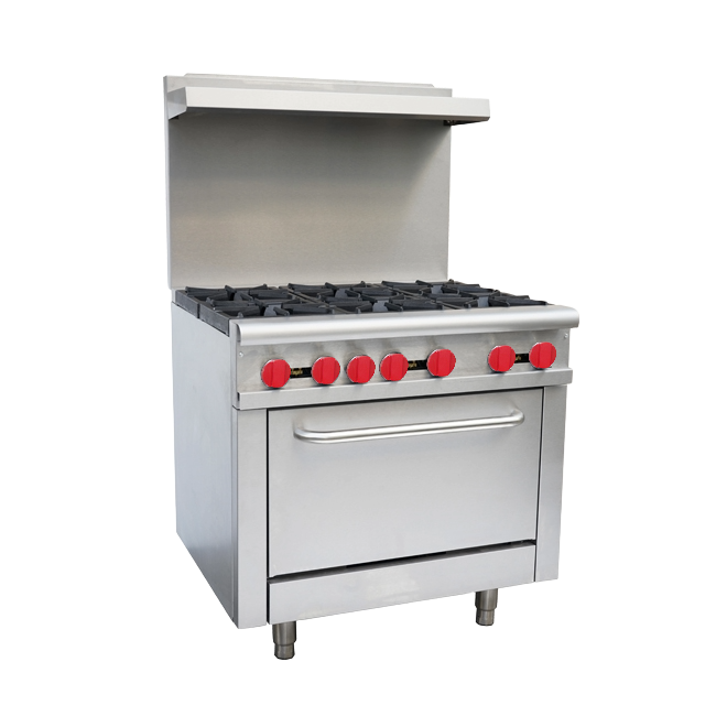 Omcan CE-CN-0914-L Commercial Range Liquid Propane 36 Inch/914mm 6 Burner 1 Oven 210000 Btu Cetlus Etl Sanitation