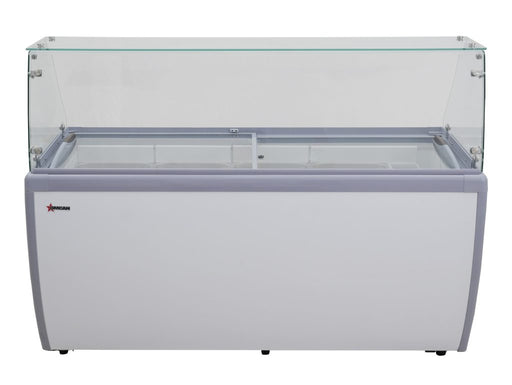 Omcan FR-CN-0014 Gelato Dipping Cabinet Flat Sneeze Guard 14 Pans 70.9 In/1800mm Digital Control 115/60/1 Cetlus/etls