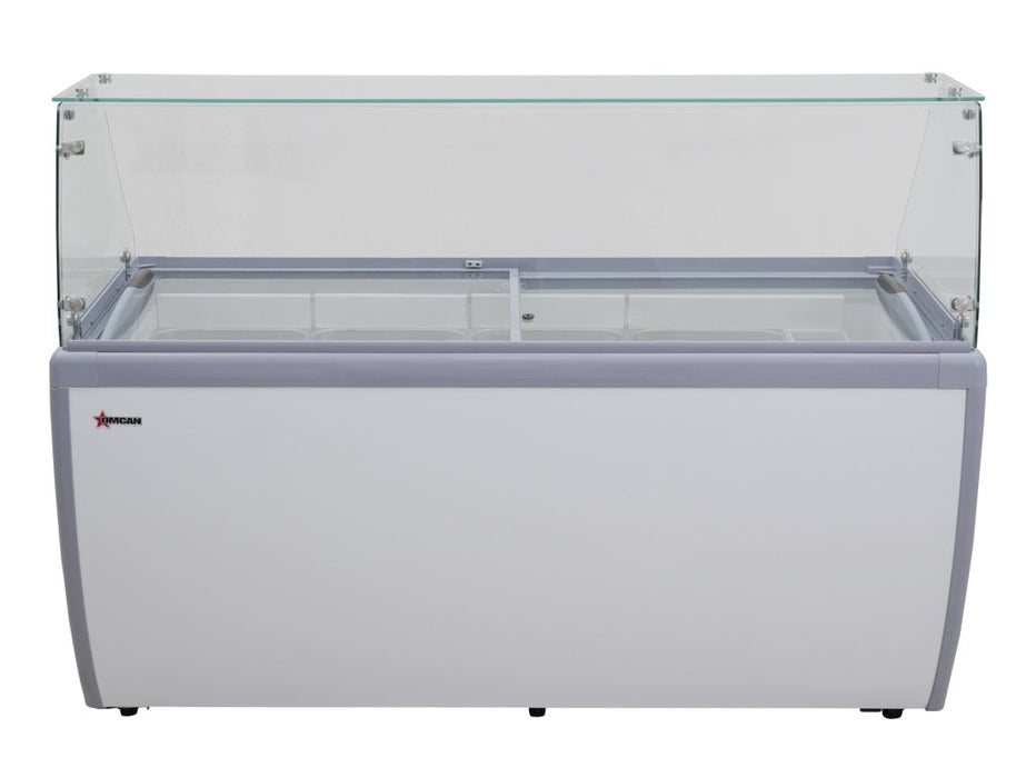 Omcan FR-CN-0014 Gelato Dipping Cabinet Flat Sneeze Guard 14 Pans 70.9 In/1800mm Digital Control 115/60/1 Cetlus/etls