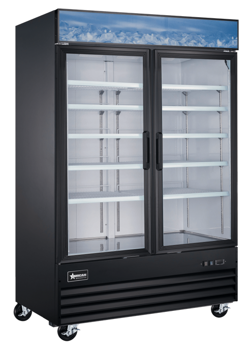 Omcan FR-CN-0045-HC-BK Freezer 2 Door Glass Merchandiser Black 44.8 Cu Ft 115v/60/1 Cetlus/etl Sanitation