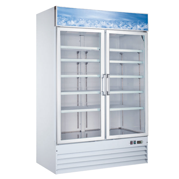 Omcan FR-CN-0045-HC Freezer 2 Door Glass Merchandiser White 44.8 Cu Ft 115v/60/1 Cetlus/etl Sanitation