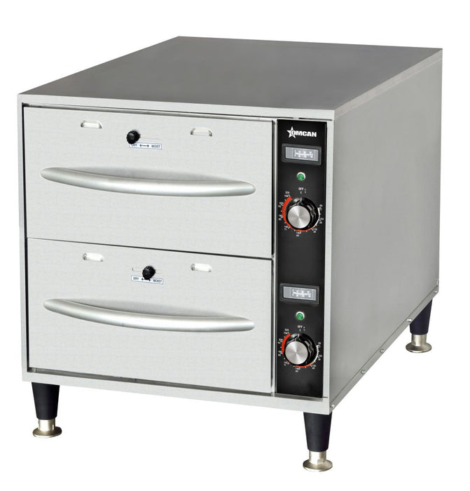 Omcan FW-CN-0002 Drawer Warmer Double Narrow Freestanding 20-1/4x29x24-1/4 Inch/515x737x616mm 900w 120v/60/1 Ul/nsf