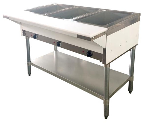 Omcan FW-CN-0003-LP Steam Table Propane 3 Pans Open Well 10,500 Btu With Undershelf Cetlus/etls Pan Not Included