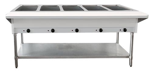 Omcan FW-CN-0005-FH Steam Table Electric 5 Pans Open Well W/undershelf 5kw 208/240v/60hz/1 Cetlus/etls Pans Not Included