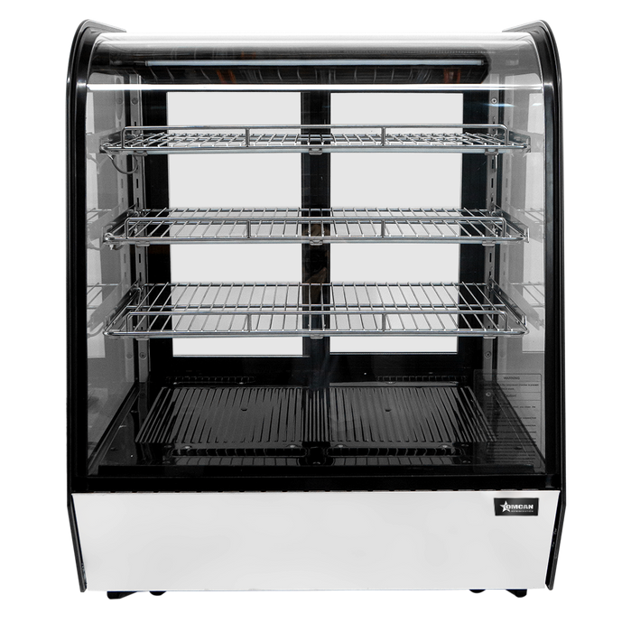 Omcan RC-CN-0145C Refrigerated Showcase Curved Glass Countertop With 3 Shelf 28 Inch 110v/60/1 Cetlus/etl Sanitation