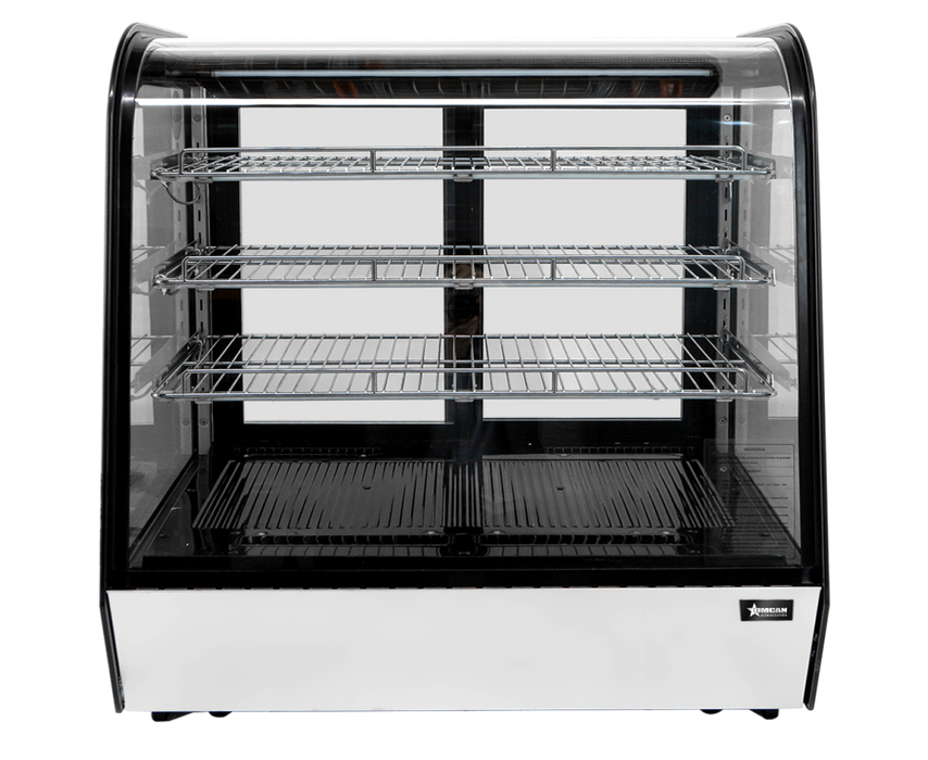 Omcan RC-CN-0225C Refrigerated Showcase Curved Glass Countertop With 3 Shelf 48 Inch 110v/60/1 Cetlus/etl Sanitation