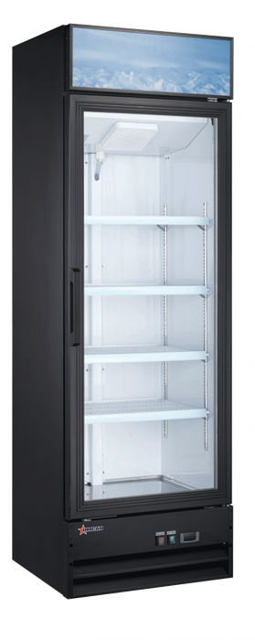 Omcan RE-CN-0014-HC-BK Refrigerated 1 Door Glass Merchandiser Black 14 Cu Ft 110v/60/1 Cetlus/etl Sanitation