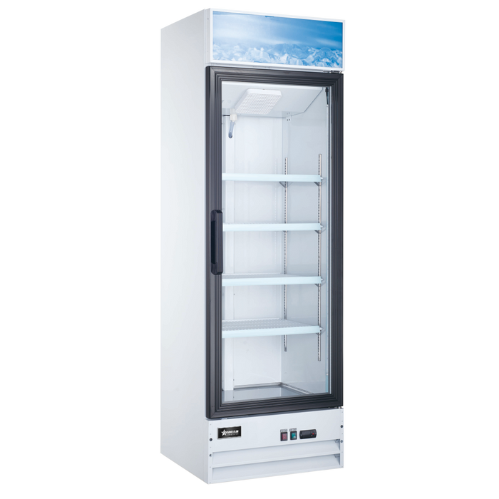 Omcan RE-CN-0014-H Refrigerated 1 Door Glass Merchandiser White 14 Cu Ft 110v/60/1 Cetlus/etl Sanitation