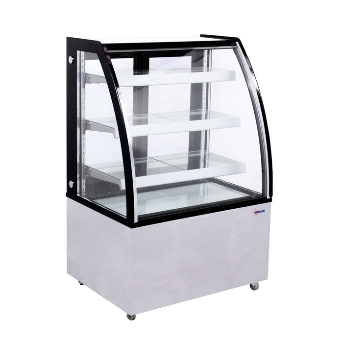 Omcan RS-CN-0271 Refrigerated Showcase Floor 310 L/10.95 Cu Ft Curved Glass 110v/60/1 Cetlus/etl