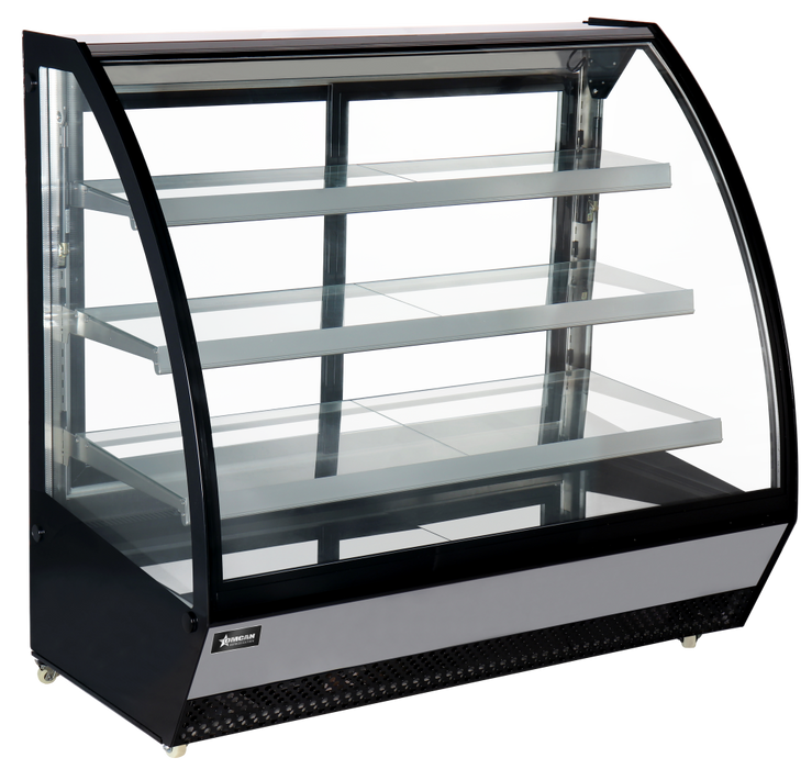 Omcan RS-CN-0860 Refrigerated Showcase Floor Front Curved Glass Opening Door 799 L/28.22 Cu Ft 110v/60/1 Cetlus/etls