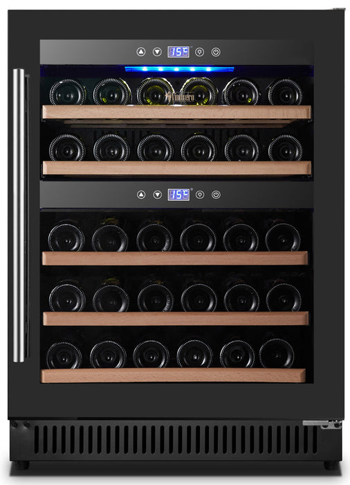 Omcan WC-CN-0040-DB Wine Cooler 40 Bottle Capacity Dual Zone With Black Full Glass Door 115v/60hz Csgsus