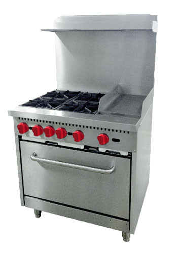 Omcan CE-CN-0004-GN Commercial Range W/ 12in Griddle Natural Gas 36in/914mm 4 Burner 1 Oven 171,000 Btu Cetlus/etls