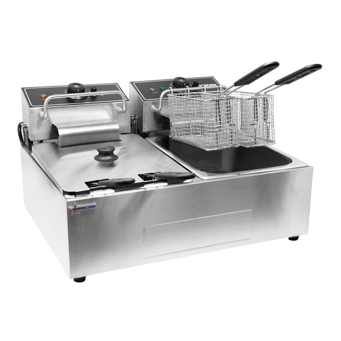 Omcan CE-CN-0012-D Fryer Counter Top 6lx2 Double Tank With 4 Baskets 2.5kw X 2 220v/60hz/1 Cqps