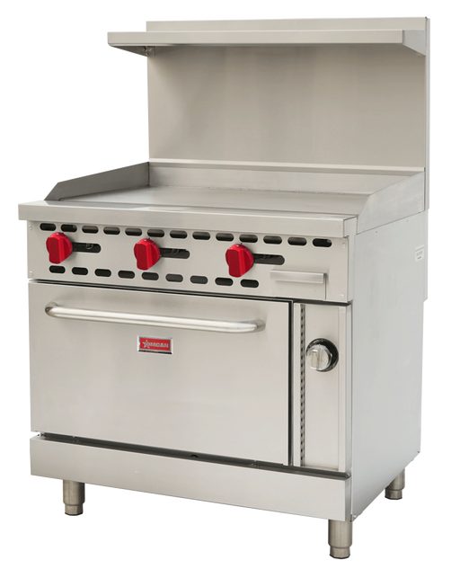 Omcan CE-CN-0914G-RC Commercial Range 36 Inch Natural Gas With 36 Inch Griddle And Oven 93,000 Btu Cetlus Etls