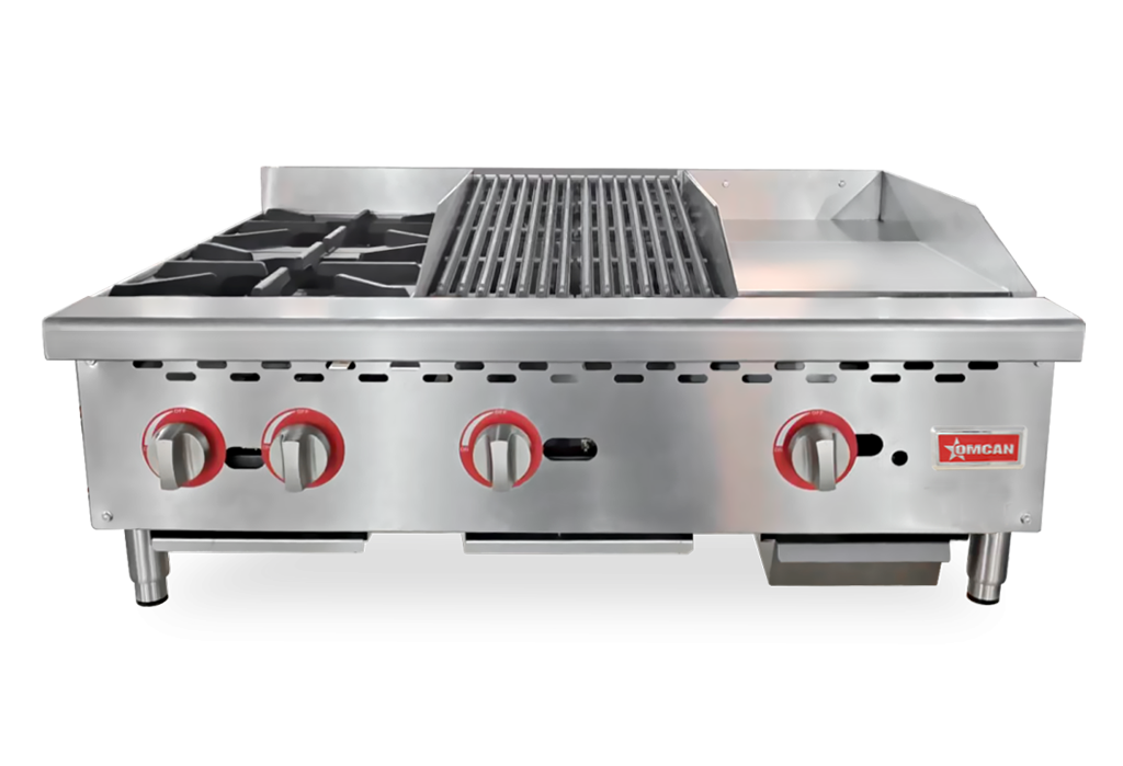 Omcan CE-CN-12H12C12G Gas Combination 12" Hot Plate/12" Charbroiler/12" Griddle 36 Inches/915 Mm 115,000 Btu Ccsaus/csas