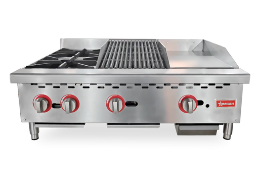 Omcan CE-CN-12H12C12G Gas Combination 12" Hot Plate/12" Charbroiler/12" Griddle 36 Inches/915 Mm 115,000 Btu Ccsaus/csas