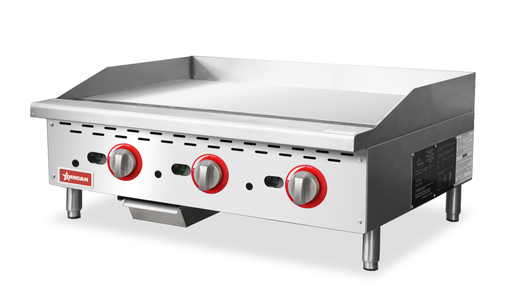 Omcan CE-CN-G36-TP Gas Griddle 3 Burners 36 Inches/914mm With Thermostat Controls 84000 Btu Cetlus/etl