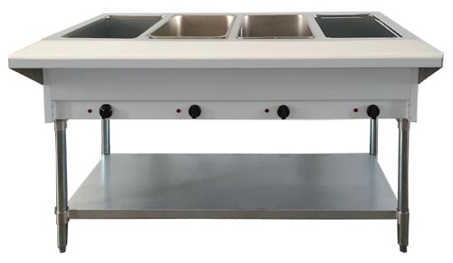 Omcan FW-CN-0004-NG Steam Table Natural Gas 4 Pans Open Well 14,000 Btu With Undershelf Cetlus/etls Pans Not Included