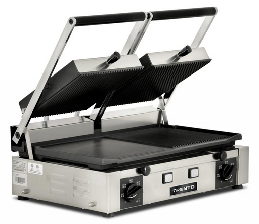 Omcan PG-IT-0737 Panini Grill 10 Inch X 19 Inch/254mm X 483mm Double Rib/smooth 220v/60/1 Etl Cetlus