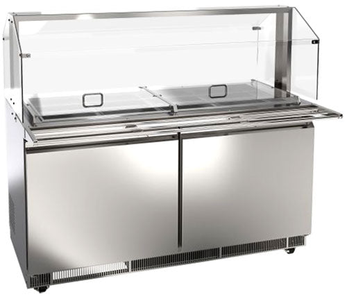 Omcan PT-CN-1524-S-HC Refrigerated Salad Bar Cold Table 60" With Sneeze Guard/tray Slide/basin Cover 110v/60/1 Cetlus/etls