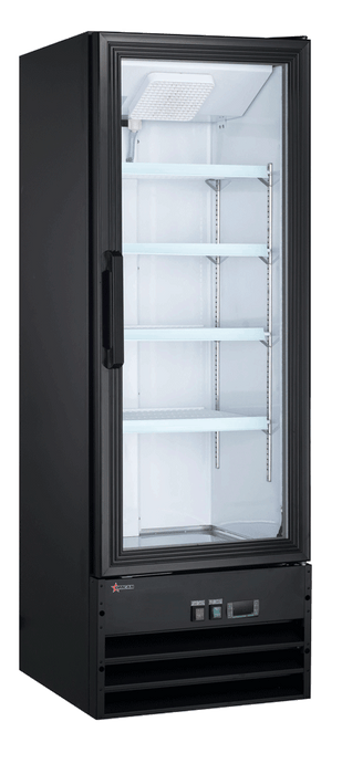 Omcan RE-CN-0009-HC-BK Refrigerator 1 Door Glass Merchandiser Black 9.1 Cu Ft 110v/60/1 Cetlus/etl Sanitation