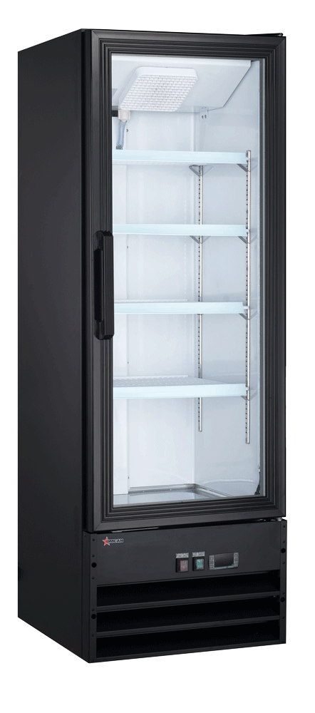 Omcan RE-CN-0009-HC-BK Refrigerator 1 Door Glass Merchandiser Black 9.1 Cu Ft 110v/60/1 Cetlus/etl Sanitation