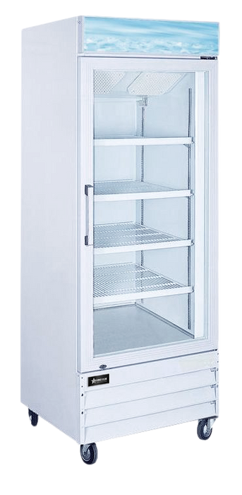 Omcan RE-CN-0023-HC Refrigerator 1 Door Glass Merchandiser White 22.8 Cu Ft 110v/60/1 Cetlus/etl Sanitation