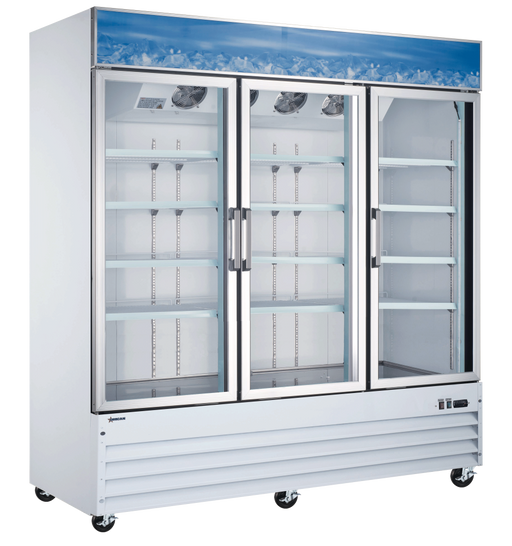 Omcan RE-CN-0052-HC Refrigerator 3 Door Glass Merchandiser White 52.3 Cu Ft 110v/60/1 Cetlus/etl Sanitation