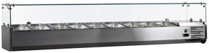 Omcan RS-CN-0009-P Refrigerated Pizza Topping Rail Glass Cover  9 X Gn 1/3 Pans 110v/60/1 Cetlus/etls