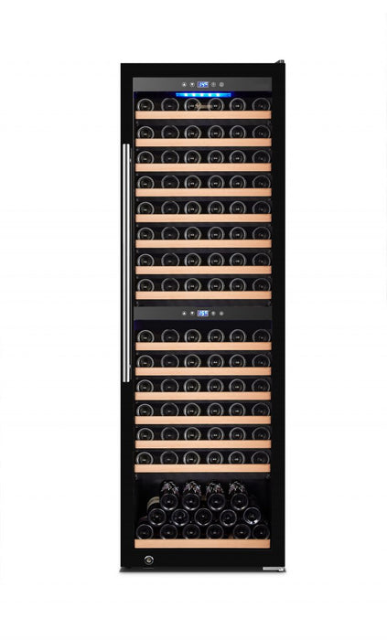 Omcan WC-CN-0181-DB Wine Cooler 181 Bottle Capacity Dual Zone With Black Full Glass Door 115v/60hz Csgsus