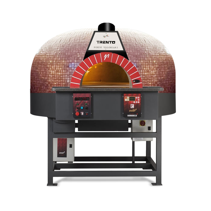 Omcan PE-IT-0120-R-RB Trento Valoriani Wood & Gas Fired Oven Ng Rotativo 120 Red Brown Mosaic And Red Brick Cetlus/etls