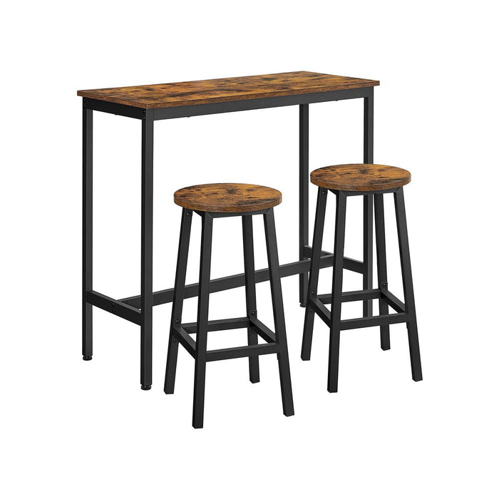 VASAGLE Brown & Black Bar Table with 2 Round Stools - Top Restaurant Supplies