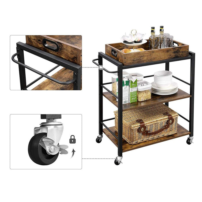 VASAGLE Serving Cart with Removable Tray - Top Restaurant Supplies