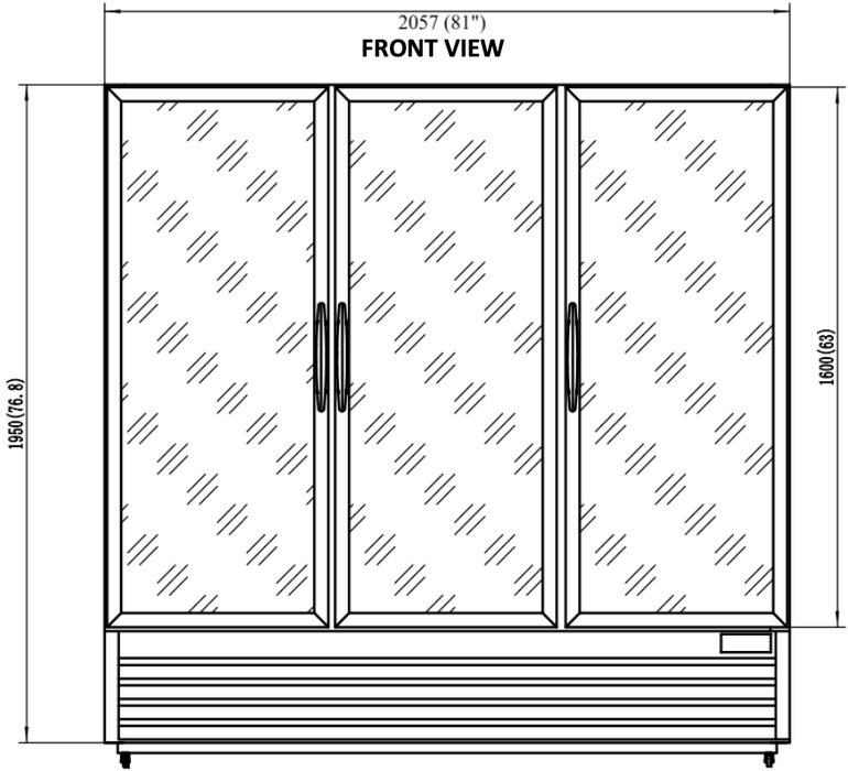 Valpro VP3R-72M Three Swing Full Glass Door Merchandiser Refrigerator – 72 Cu. Ft. - Top Restaurant Supplies