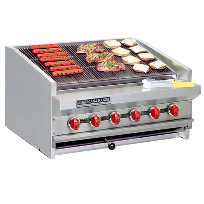 American Range ADJ-48 48" W Natural Gas Radiant Countertop Charbroiler - 160,000 BTU