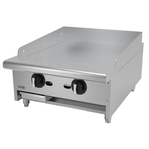 Asber AETG-24-H 24" 2 Burner Countertop Gas Thermostatic Griddle - 48,000 BTU - Top Restaurant Supplies