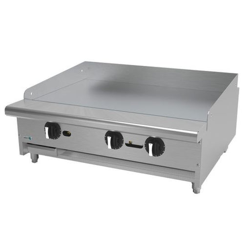 Asber AETG-36 H 36" 3 Burner Countertop Gas Thermostatic Griddle - 72,000 BTU - Top Restaurant Supplies