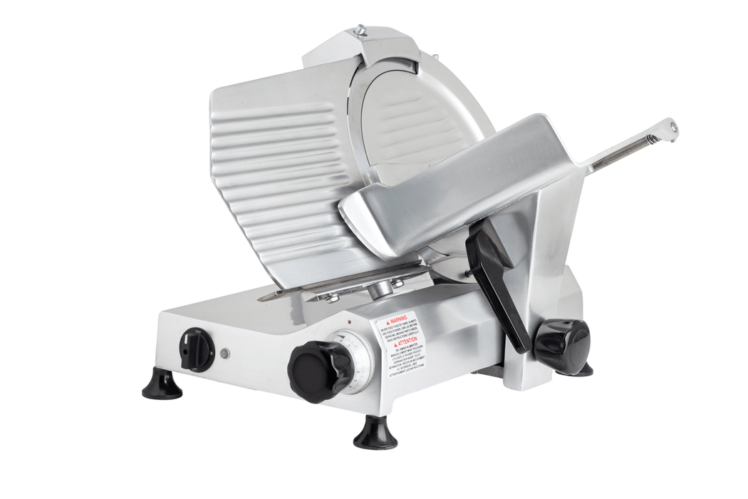 Ampto 250E 10" Meat Slicer, Stainless Steel Blade, gravity feed - Top Restaurant Supplies
