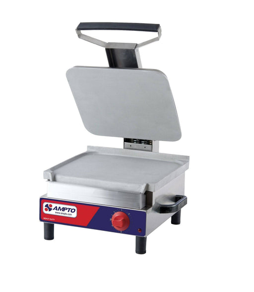 Ampto SASL Single Sandwich Grill, 12" X 13-3/4", Flat, Electric - Top Restaurant Supplies