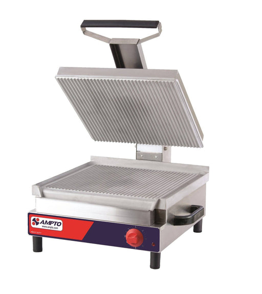 Ampto SSGE Giant Panini Grill, 17-1/4" X 17", Ribbed, Electric - Top Restaurant Supplies