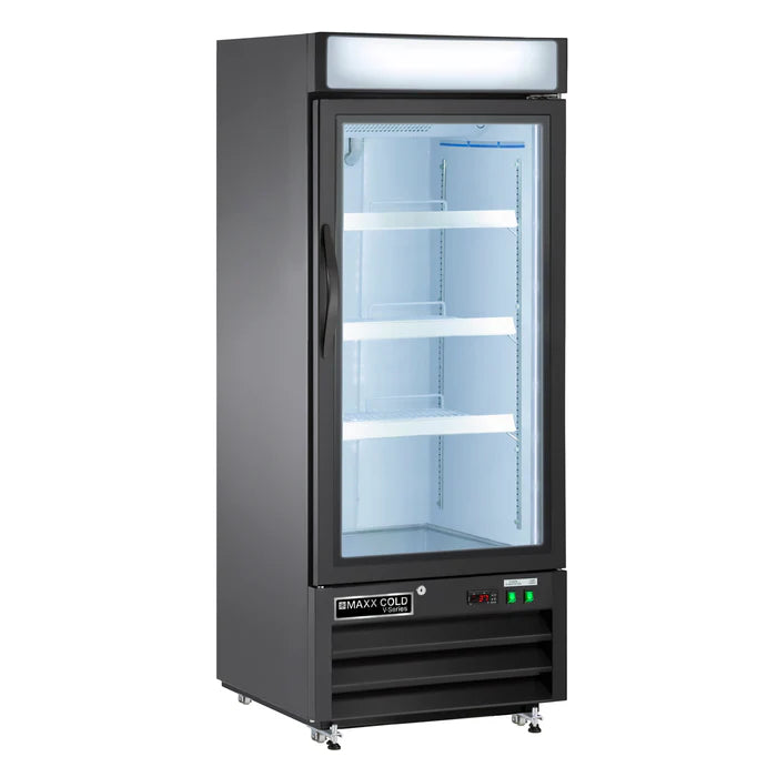 Maxx Cold V-Series Single Glass Door Merchandiser Freezer, 25"W, 12 cu. ft. Storage Capacity, in Black (MVMF12B)