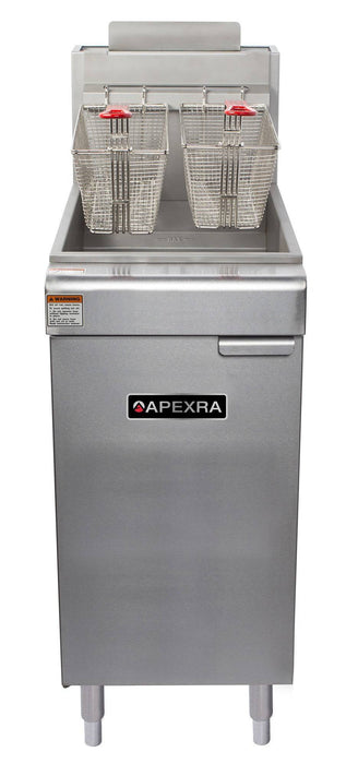 Apexra APX3-40LP 40lb Capacity Gas Deep Fryer, 3 Tube, 90,000 BTU, Liquid Propane - Top Restaurant Supplies